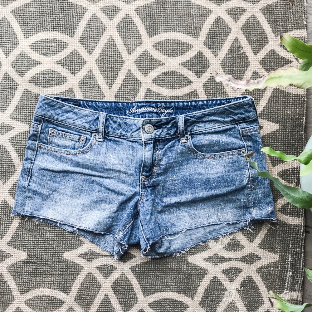 American Eagle Sparkle Glitter Denim Shorts size 8